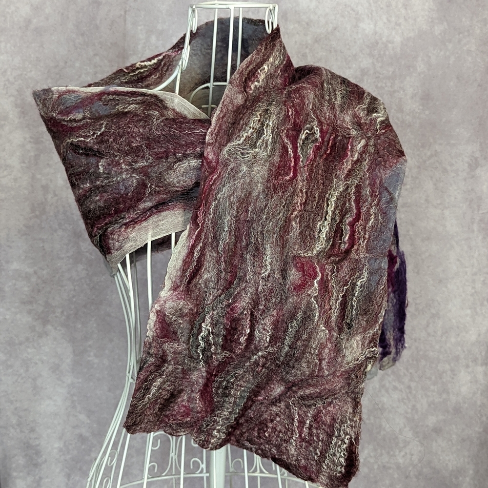 Nuno Felted Silk And Merino Artistic Scarf